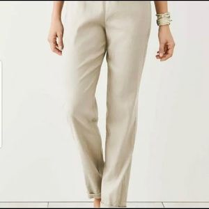 J.Jill Linen Stretch Elastic Waist Sea Salt Beige Womens Cuffed Pants 1X